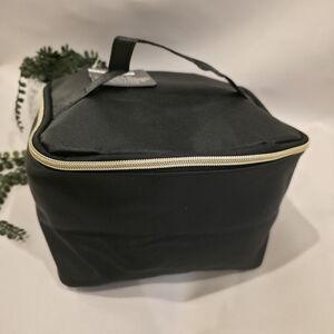Black Travel Cosmetic Bag with Gold Zipper